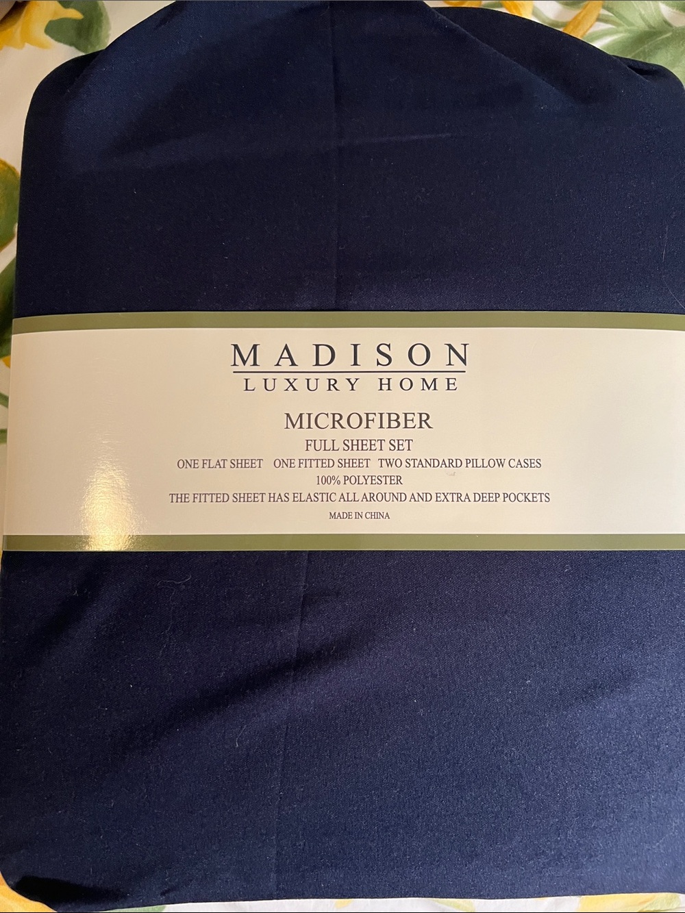Madison Luxury Home Microfiber Full Sheet Set in Navy